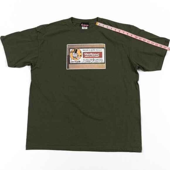 Vintage Dr Pepper Drink a Bite‎ to Eat T-Shirt 2XL Green Graphic Retro EUC - Picture 5 of 9